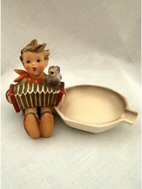 Vintage Goebel Hummel Lets Sing Boy Accordion Bird Figurine W Germany HUM 114